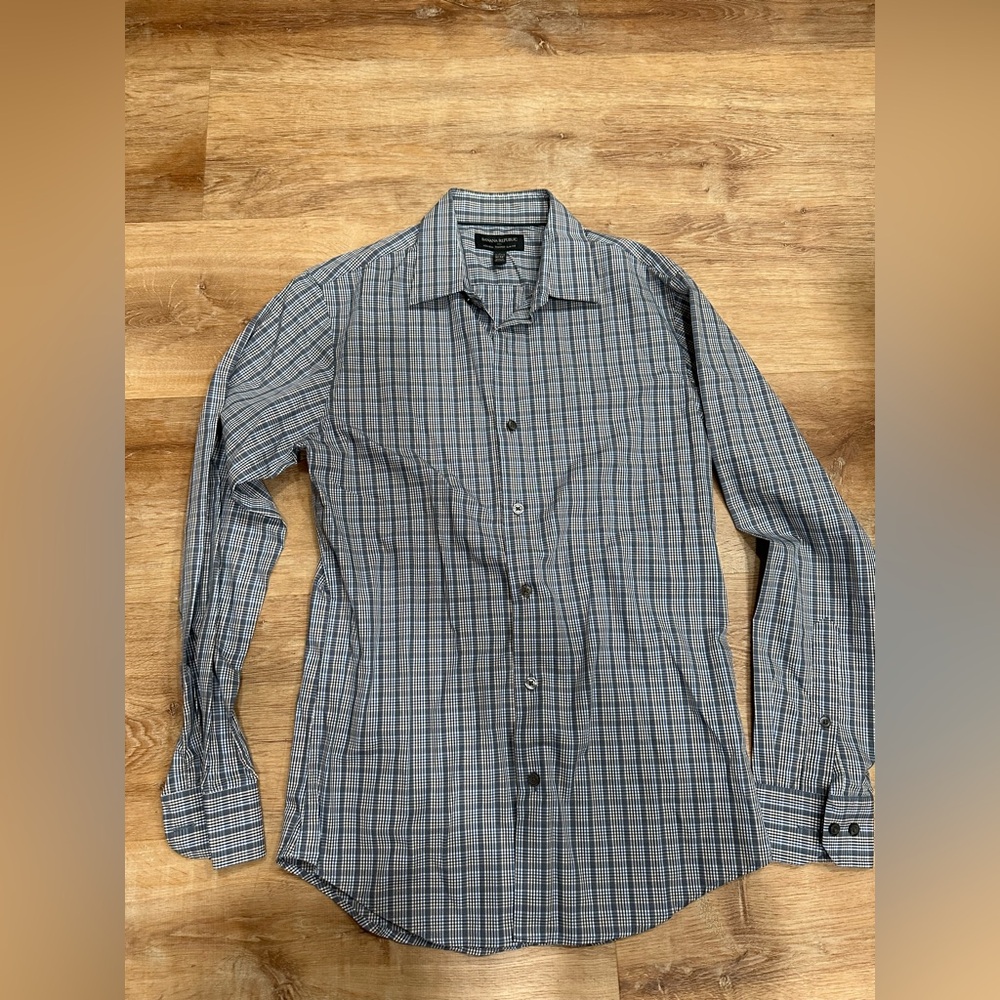 Banana Republic blue gingham Plaid Button Down Shirt